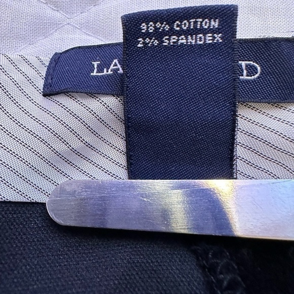 Lands End Velvet Black Petite Slim Bottom Side Slit Leg Zipper Pants Trousers 6P - Picture 9 of 11